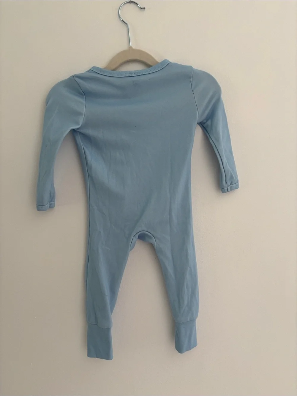SHEIN Light Blue Zip-Up Footed One-Piece with Dino Patch